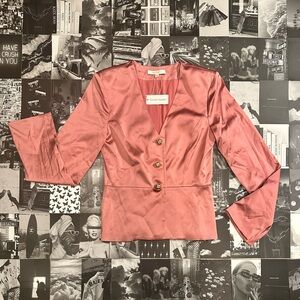 Favorite Daughter Button Front Satin Top in Dusty Rose